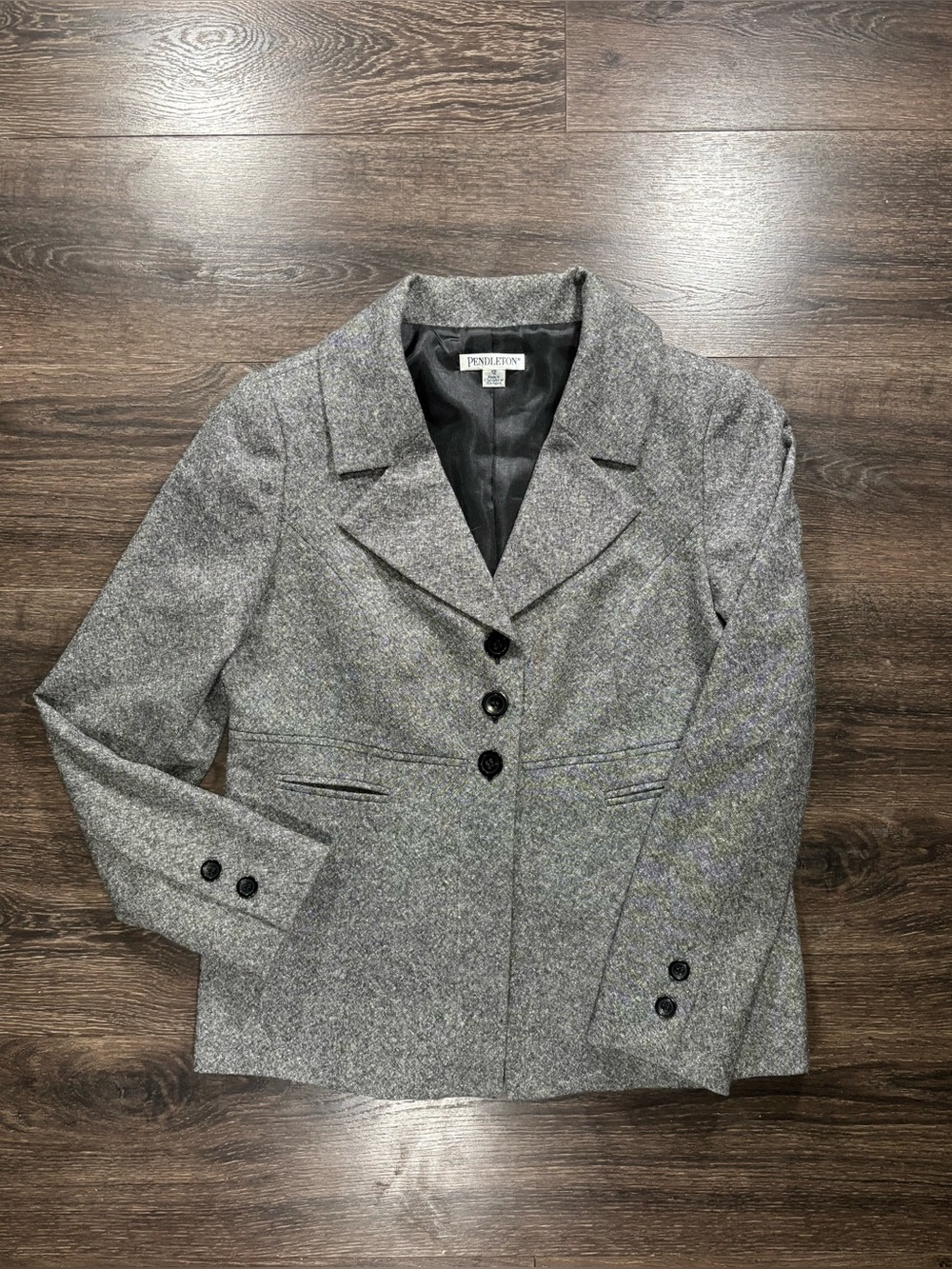 Ladies Pendleton Grey Silk Wool Blazer Professorcore Business Casual size 12